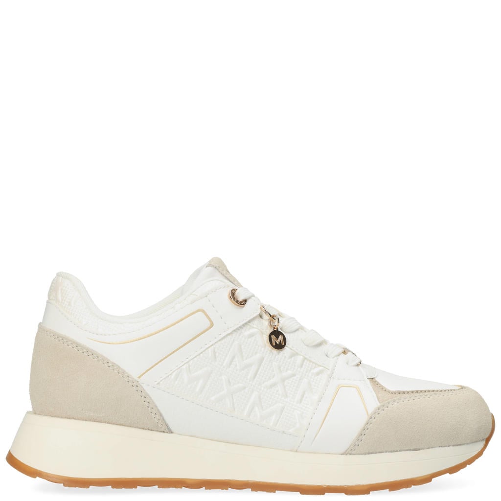 Witte dames Mexx Tiara Rare sneakers van 85% polyurethaan/ 15% leer met veters