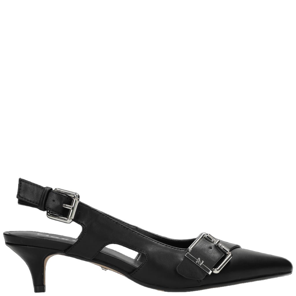 Zwarte dames Mexx Tyra Suki slingback pumps van 100% polyurethaan met gesp