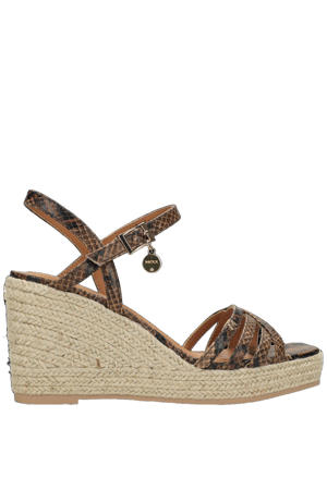 espadrilles met slangenprint cognac