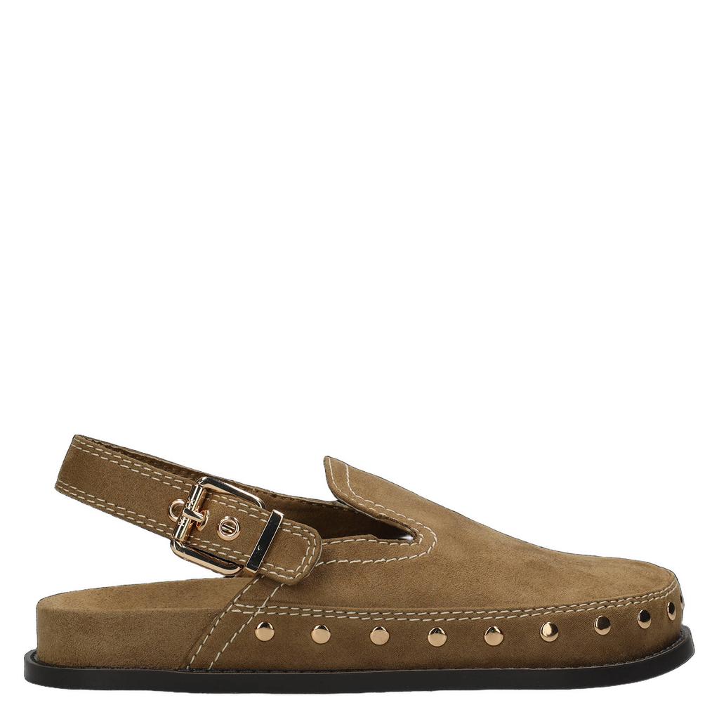 Camelkleurige dames Mexx clogs van 100% polyester met gesp