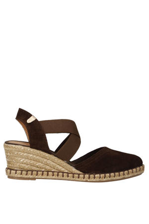 Mila suède leren espadrilles donkerbruin