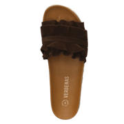 thumbnail: Verbenas Rocio serraje volante suède leren slippers donkerbruin