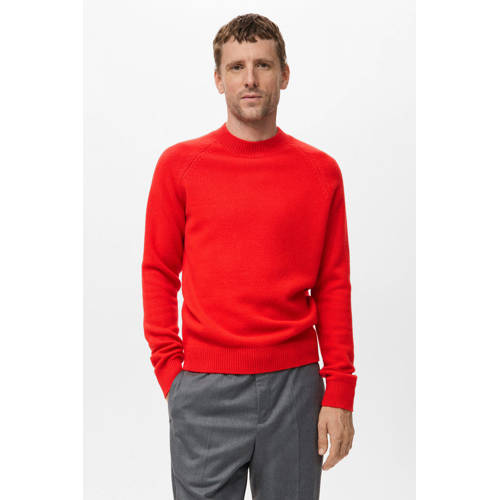 Mango Man trui met wol fijn gebreid rood afbeelding