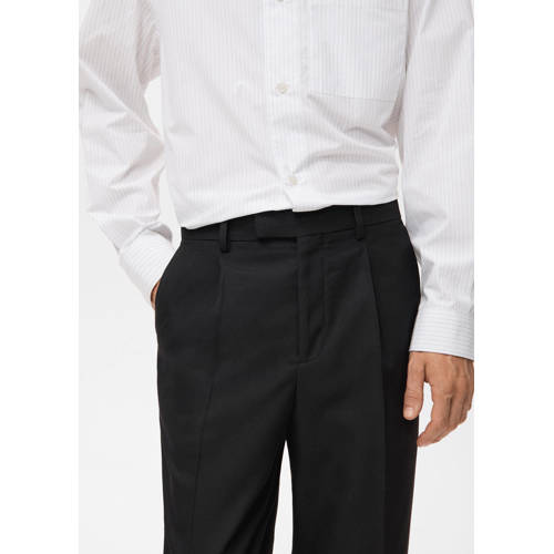 Mango Man regular pantalon met wol zwart afbeelding