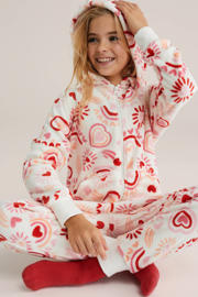 thumbnail: WE Fashion fleece onesie rood/ecru