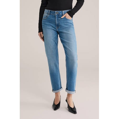 WE Fashion boyfriend jeans medium blue denim afbeelding