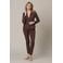 &Co Woman travelstof slim high waist casual broek donkerbruin