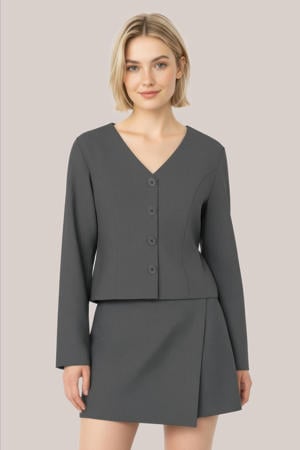 cropped blazer grijs