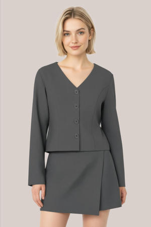 cropped blazer grijs