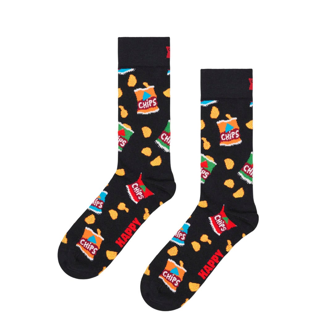 Happy Socks sokken Chips Bag zwart