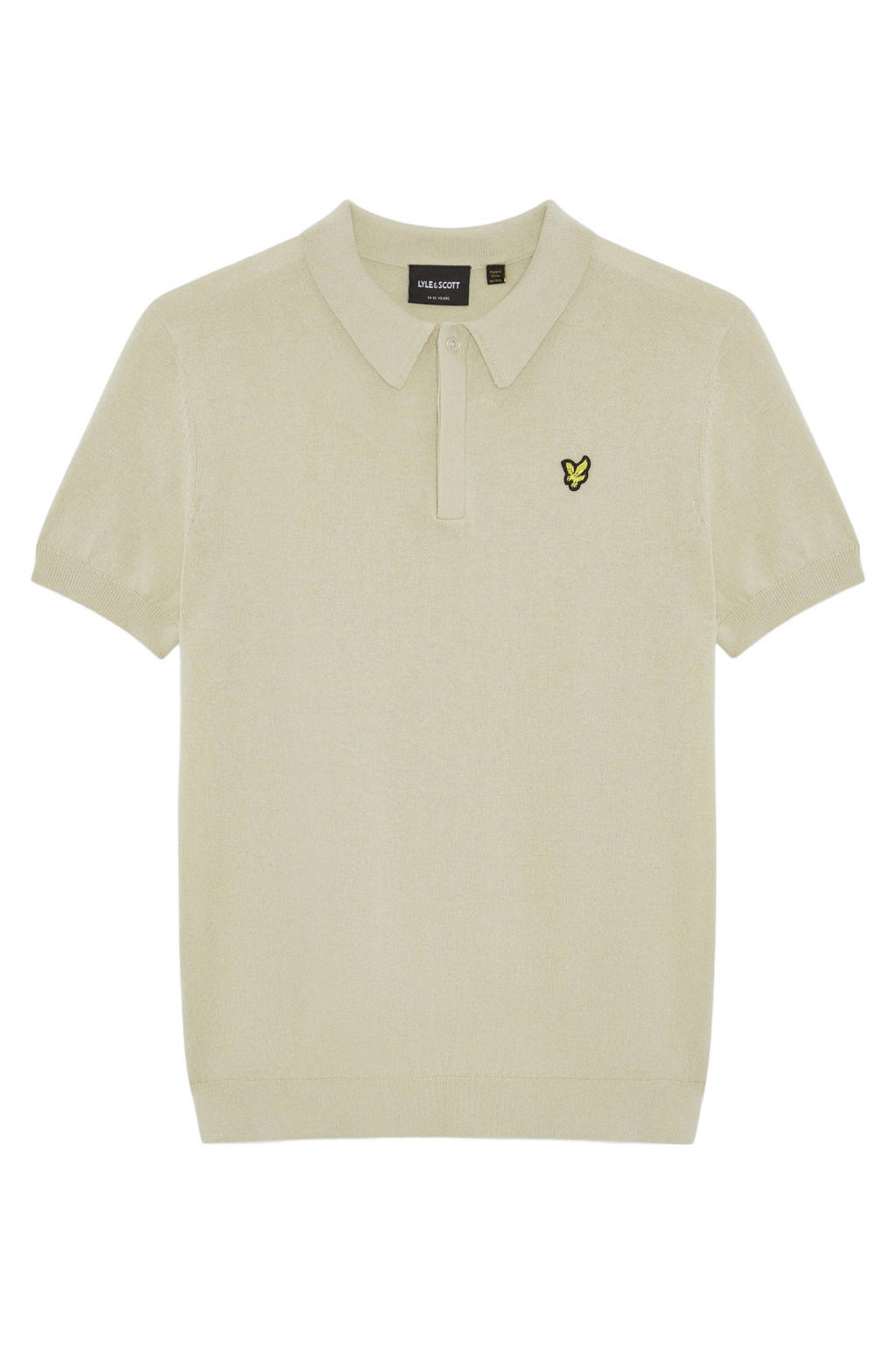 Beige jongens Lyle & Scott polo van viscose met effen, korte mouwen en knoopsluiting