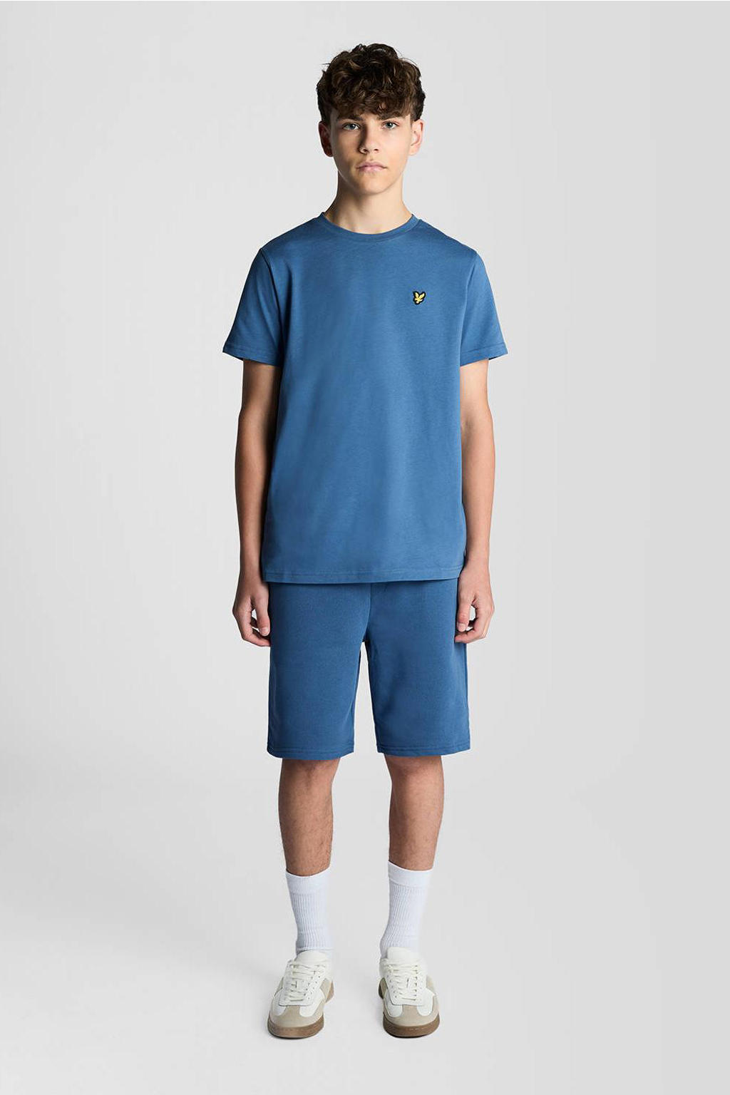 Donkerblauwe jongens Lyle & Scott sweatshort met elastische tailleband met koord en effen