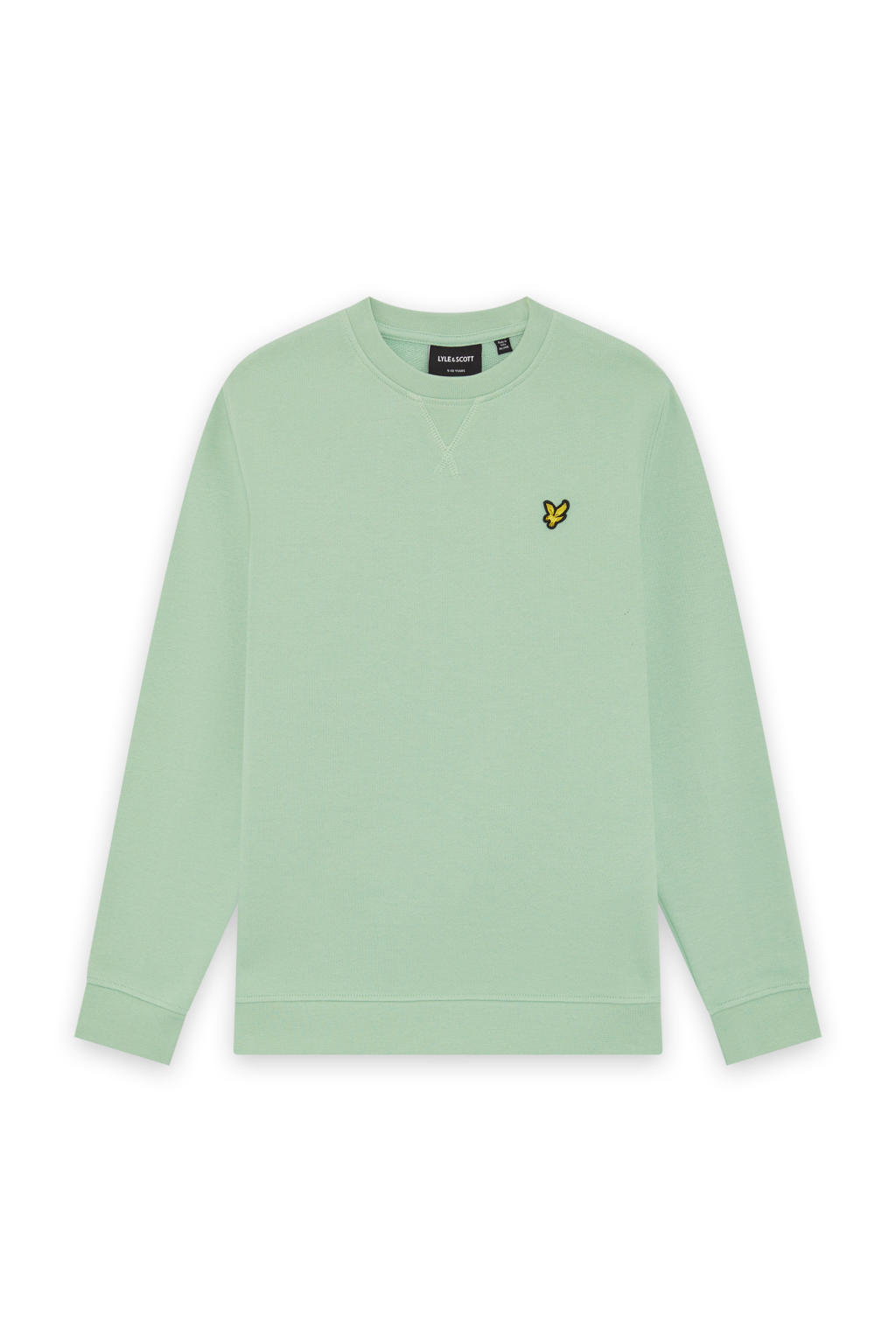 Mintgroene jongens Lyle & Scott sweater met effen, lange mouwen en ronde hals