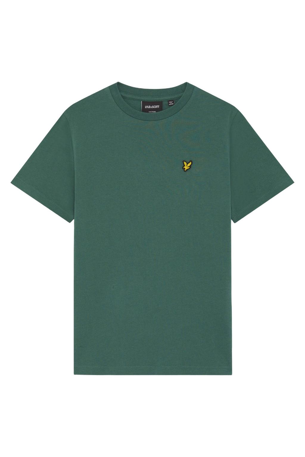 Groene jongens Lyle & Scott T-shirt van stretchkatoen met effen, korte mouwen en ronde hals