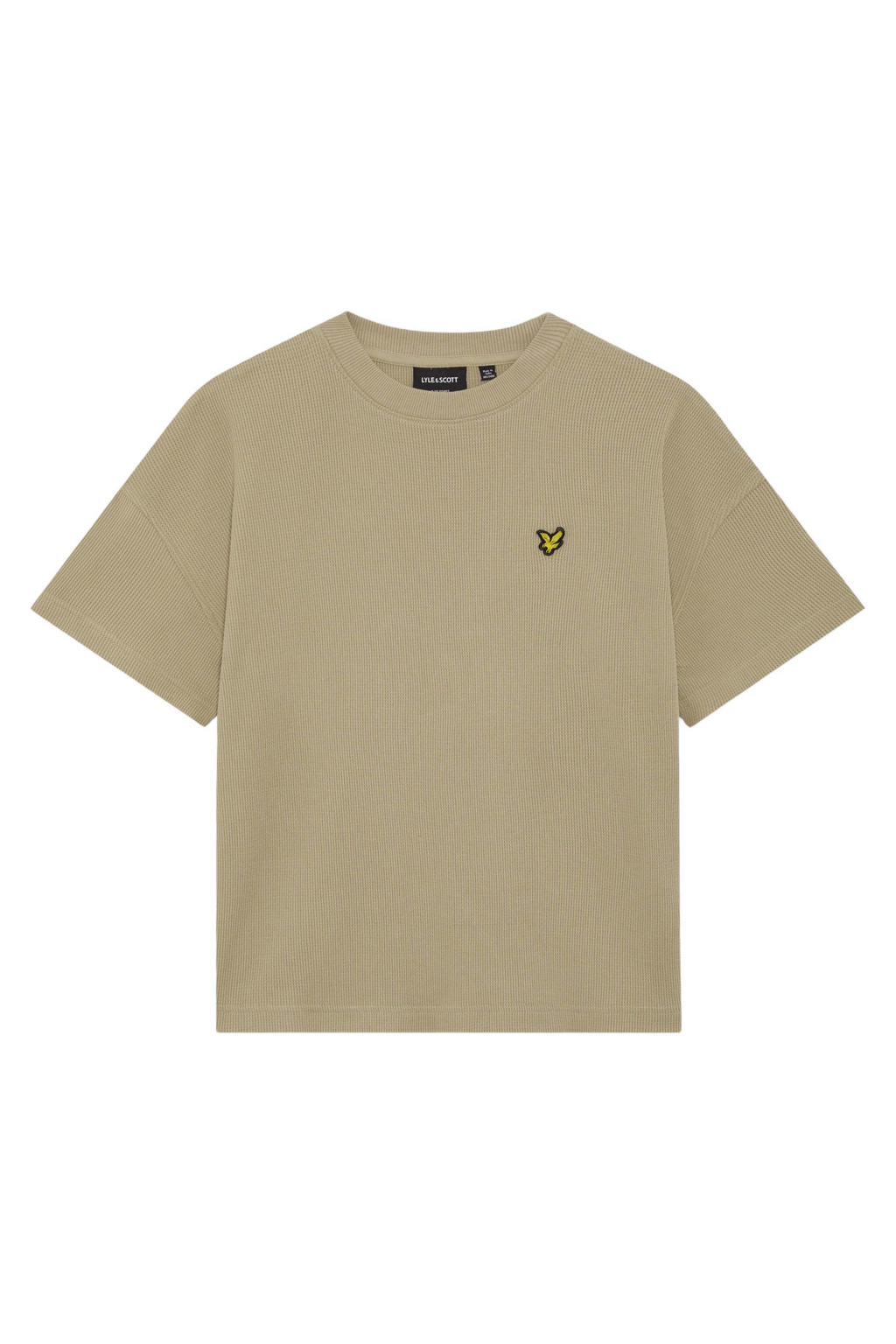 Zandkleurige jongens Lyle & Scott T-shirt van polyester met effen, korte mouwen en ronde hals