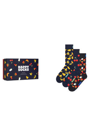 giftbox sokken Food - donkerblauw (set van 3)