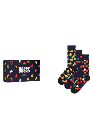 giftbox sokken Food - donkerblauw (set van 3)