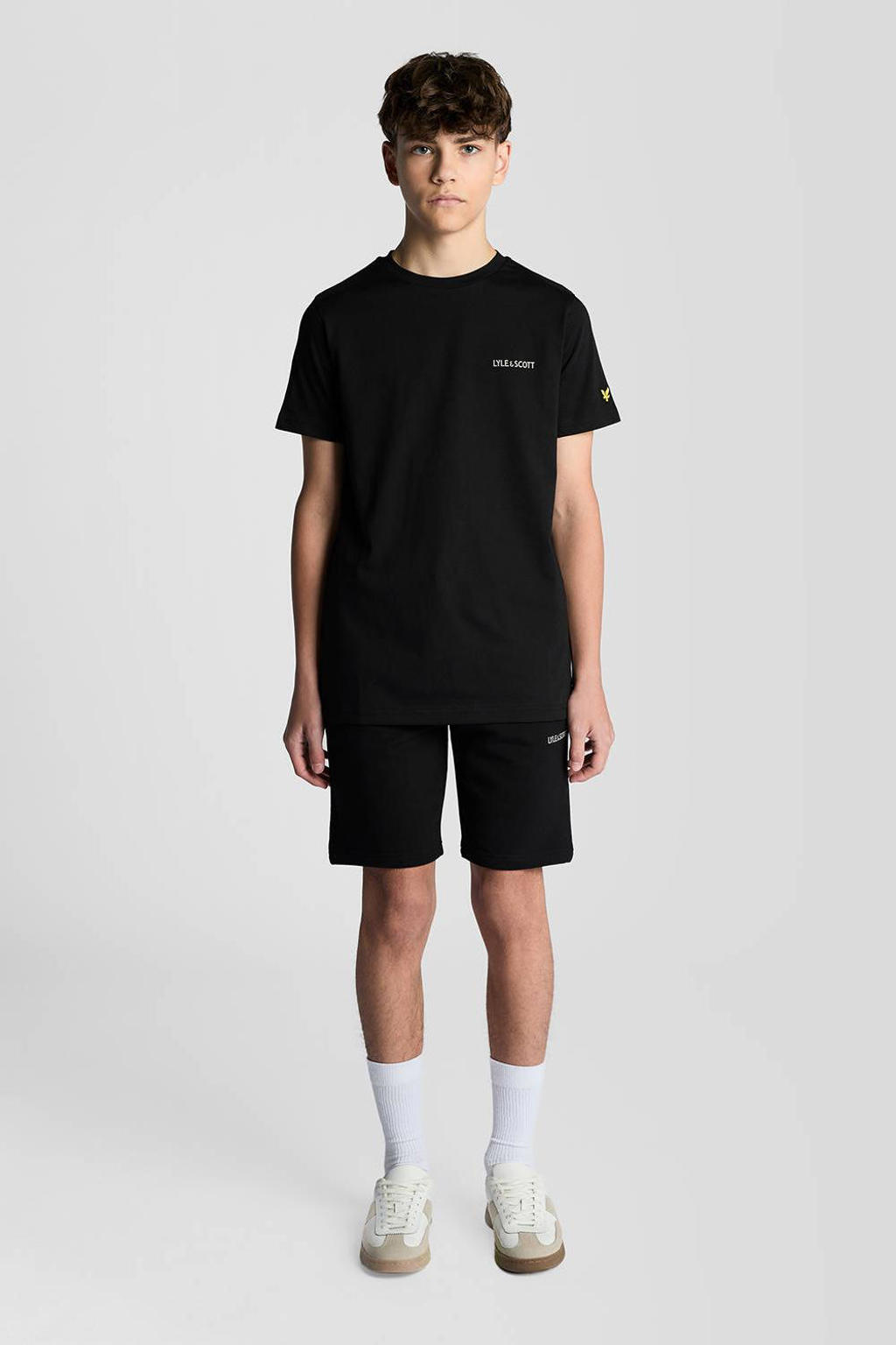 Zwarte jongens Lyle & Scott sweatshort met elastische tailleband met koord en effen