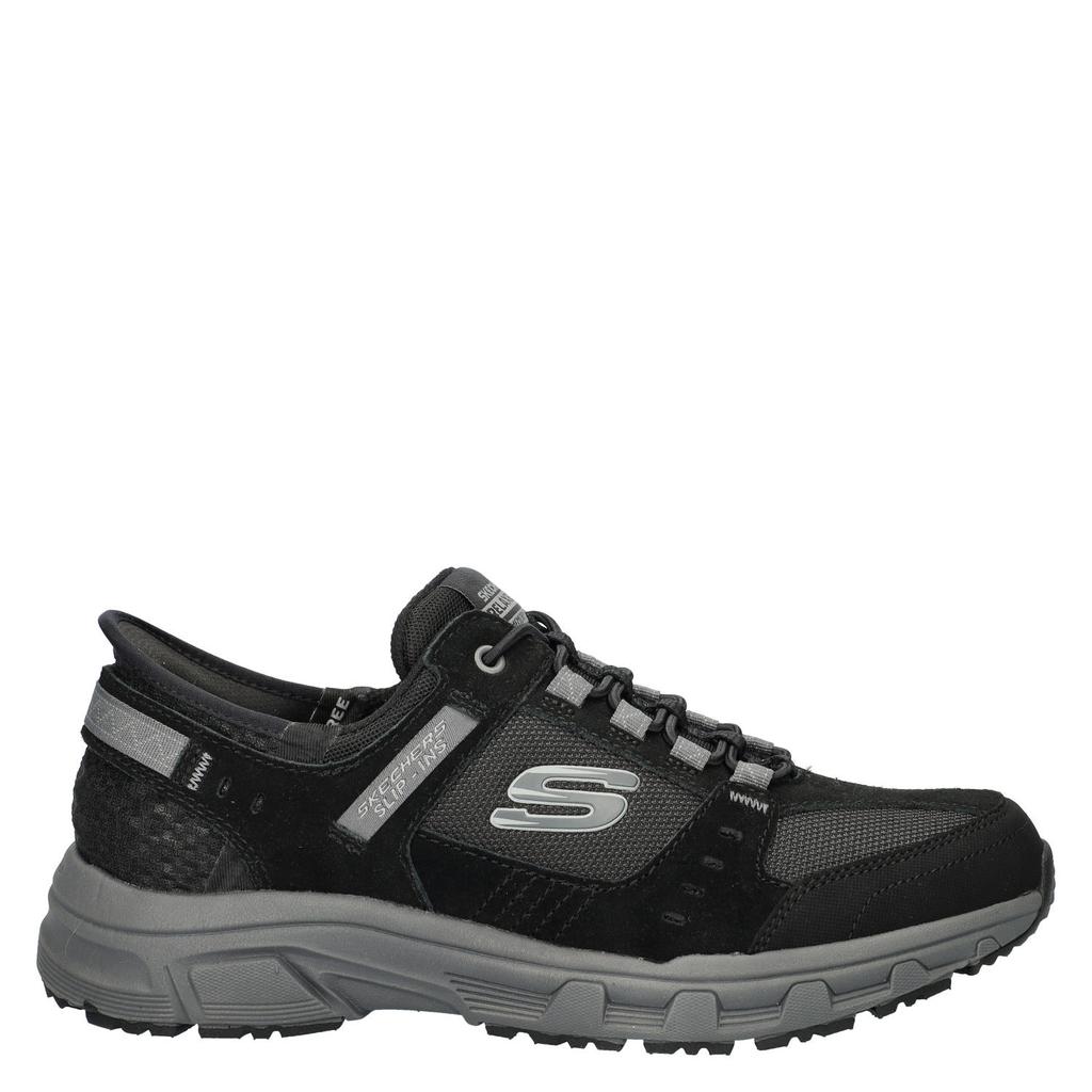 Zwarte heren Skechers Hands Free Slip-Ins Oak Canyon suède sneakers van imitatieleer met elastische veters