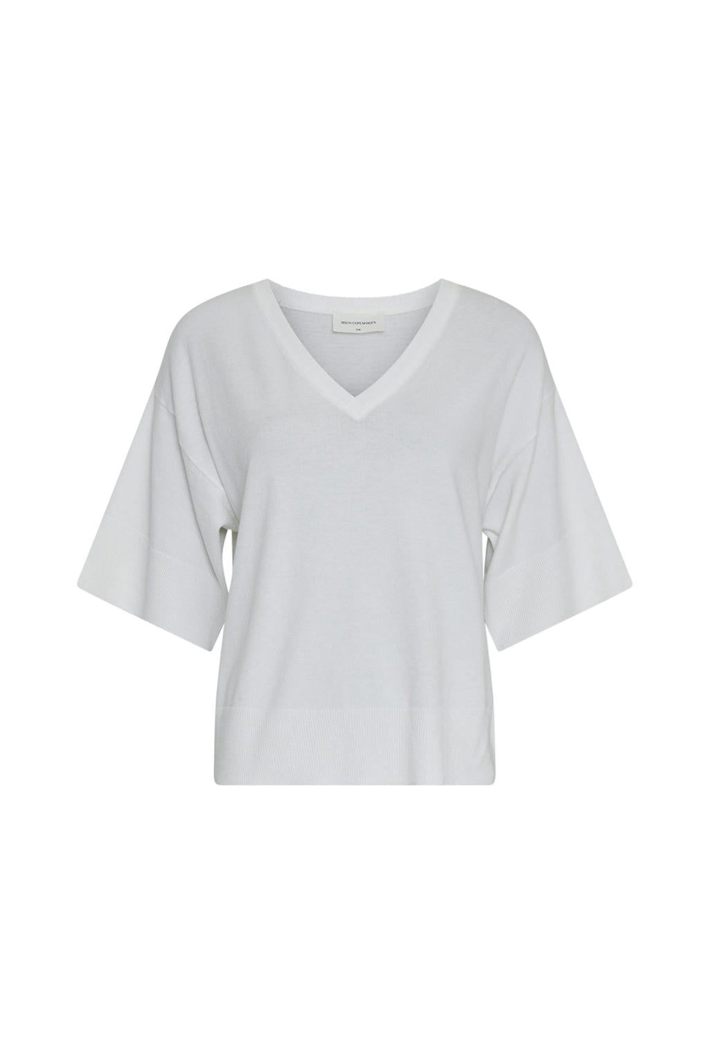 Witte dames MSCH Copenhagen pullover van viscose met effen, lange mouwen en V-hals