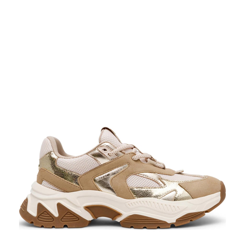 Bronzen dames Steve Madden Ample chunky leren sneakers licht met veters