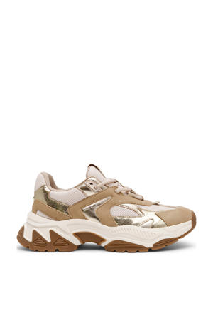 Ample chunky leren sneakers licht brons