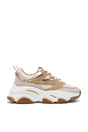 Progressive chunky leren sneakers beige/goud