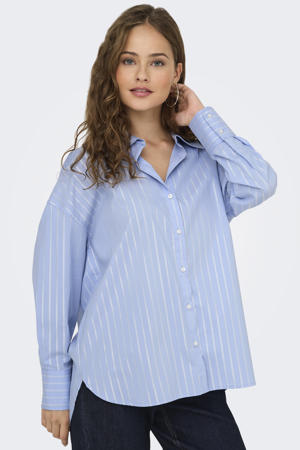 blouse met krijtstreep lichtblauw