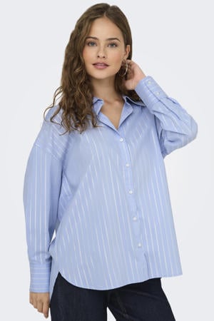 blouse met krijtstreep lichtblauw