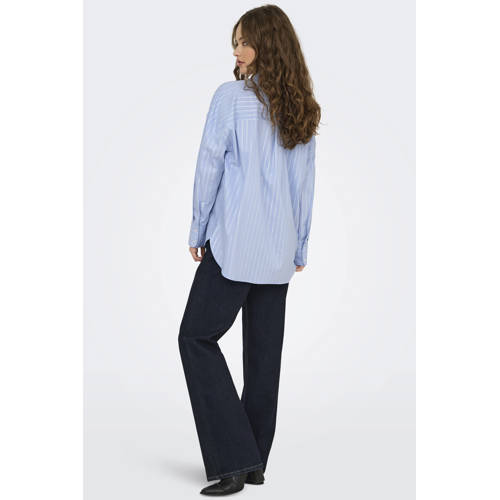 JDY blouse met krijtstreep lichtblauw afbeelding