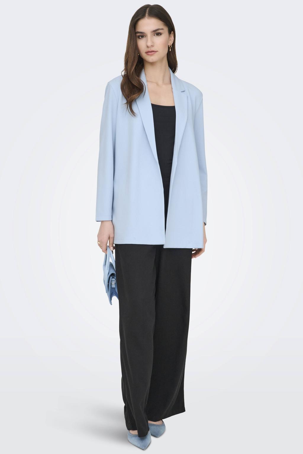 Lichtblauwe dames JDY regular blazer van polyester met effen, lange mouwen en reverskraag
