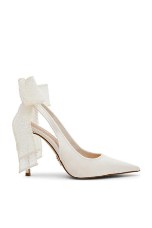 Teacup-P satijnen slingback pumps met strik ivoor