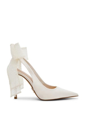 Teacup-P satijnen slingback pumps met strik ivoor