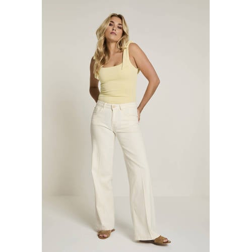 Para Mi Mira (Denia denim) high waist straight leg jeans crème afbeelding