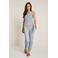 Para Mi denim high waist gestreepte broek lichtblauw