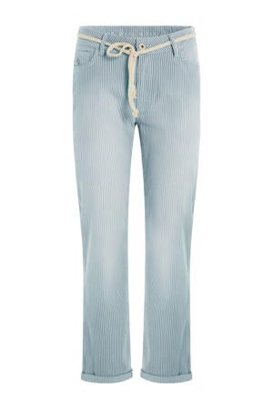 denim high waist gestreepte broek lichtblauw