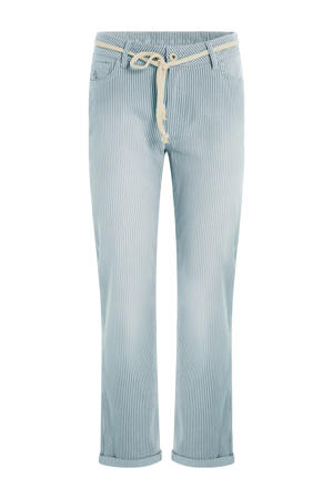 denim high waist gestreepte broek lichtblauw