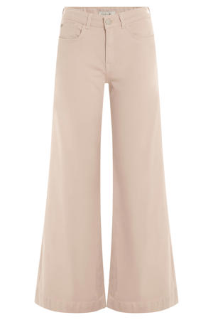 denim high waist flared broek lichtroze