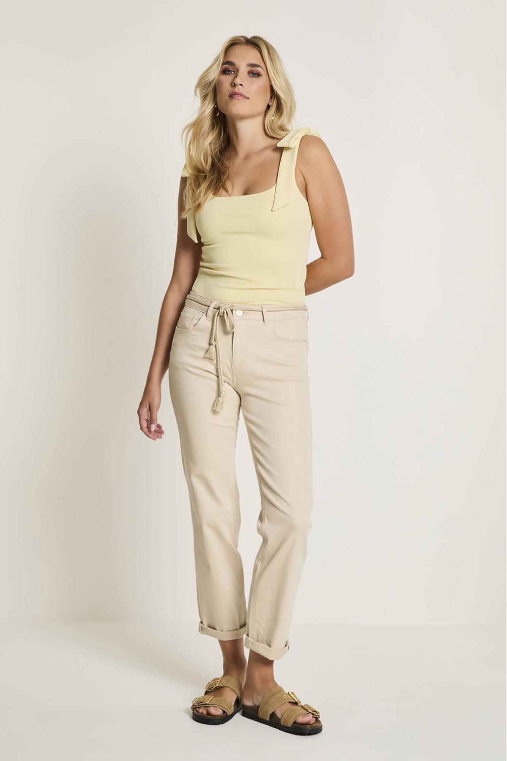 Ecru dames Para Mi slim fit jeans van katoen met effen