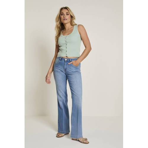 Para Mi high waist straight leg jeans medium blue denim afbeelding