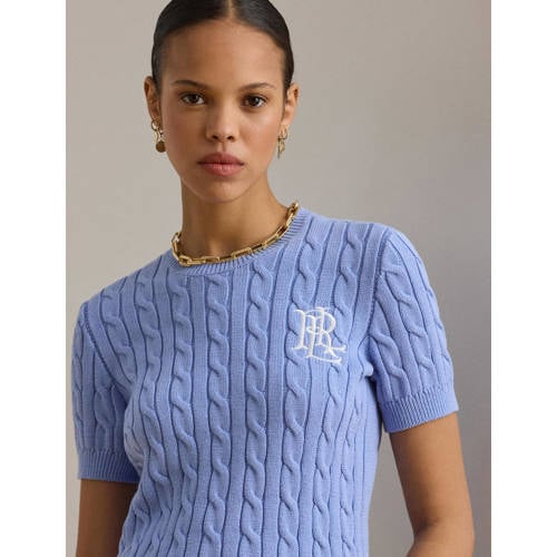 Lauren Ralph Lauren gebreide trui lichtblauw met kabels afbeelding
