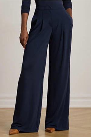 denim Wide leg regular waist pantalon donkerblauw