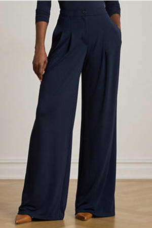 denim Wide leg regular waist pantalon donkerblauw