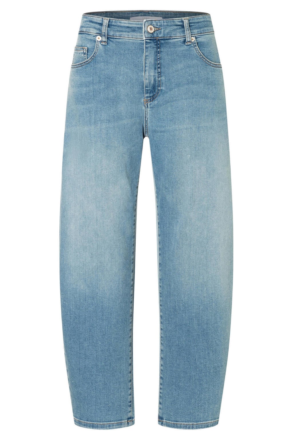 Light blue denim dames MAC barrel jeans van denim met regular waist, rits- en knoopsluiting en effen