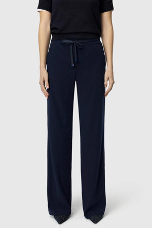wide leg regular waist broek donkerblauw