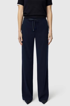 wide leg regular waist broek donkerblauw