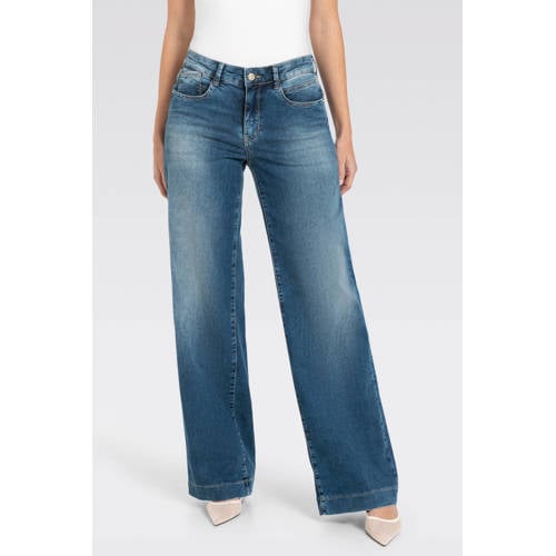 MAC high waist wide leg jeans wide leg jeans medium blue denim afbeelding