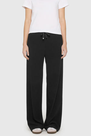 wide leg regular waist broek zwart