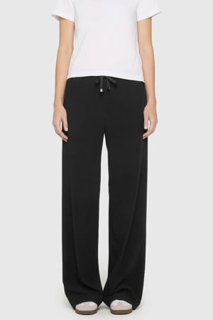 wide leg regular waist broek zwart