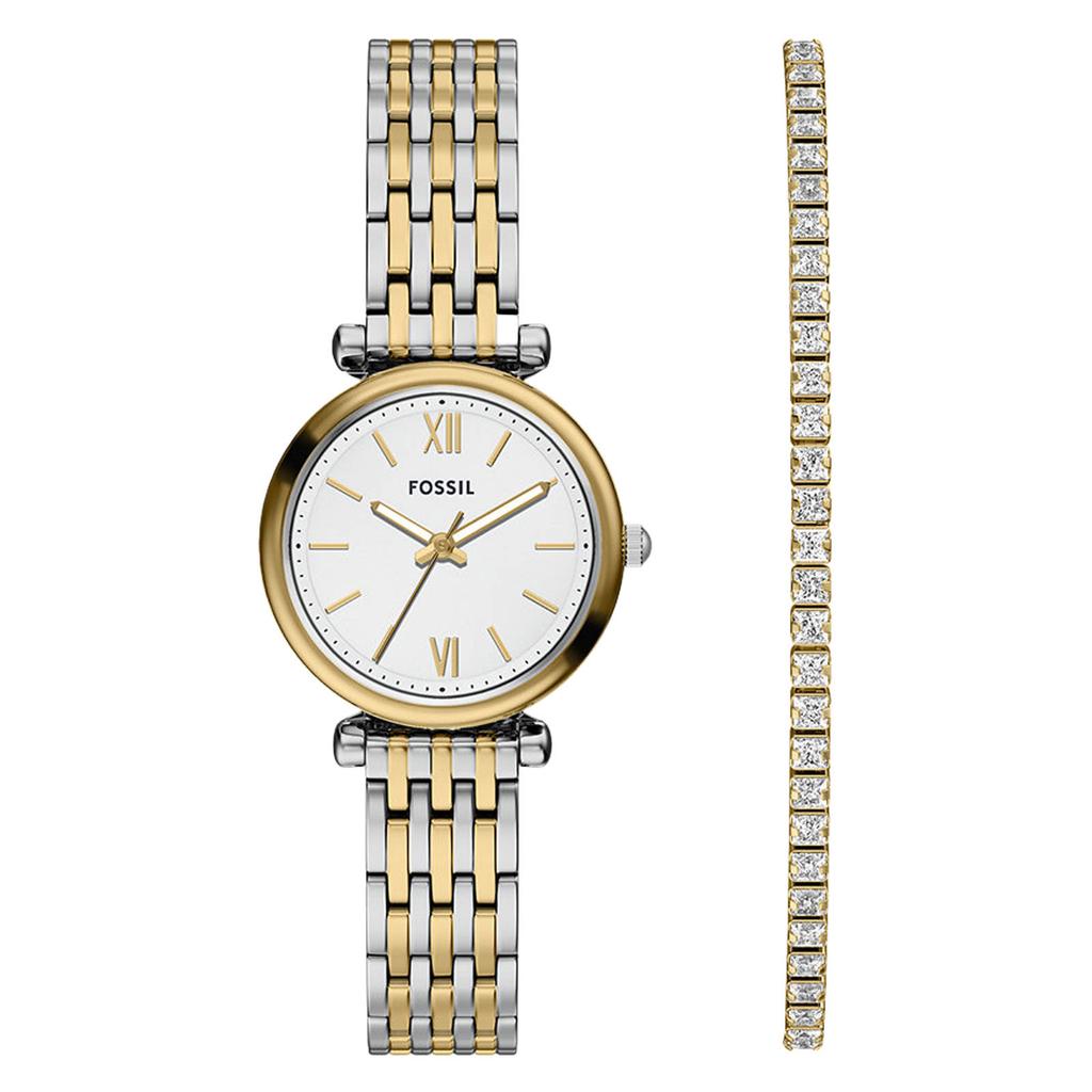 Fossil horloge + armband ES5450SET zilverkleurig